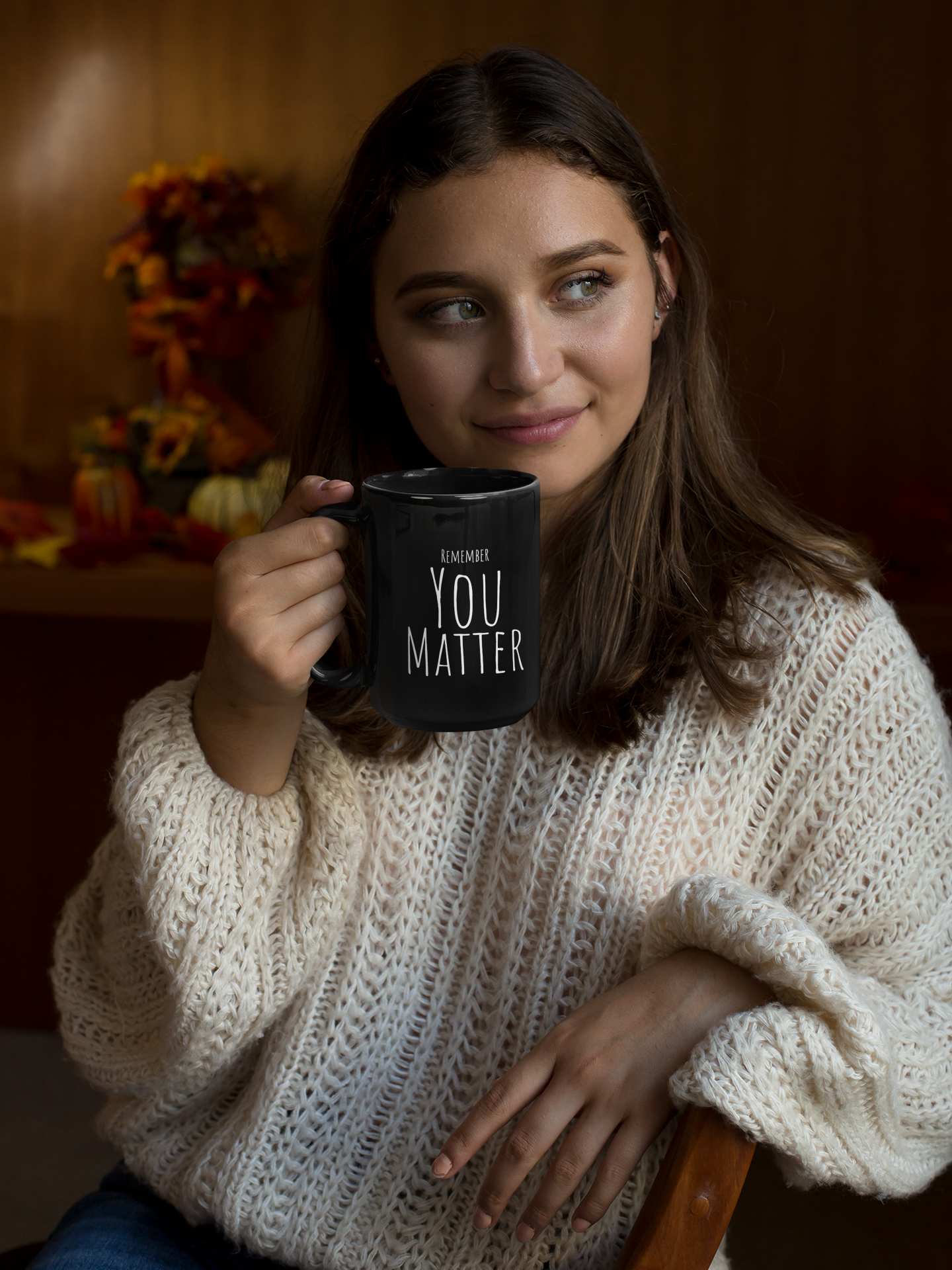 Remember You Matter Black Mug, 15oz
